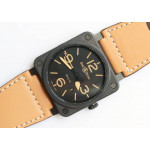 BR 03-92 PVD Case Black Dial Brown Num 42.5mm Leather Strap MIYOTA 9015