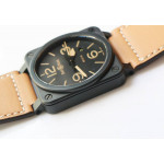 BR 03-92 PVD Case Black Dial Brown Num 42.5mm Leather Strap MIYOTA 9015