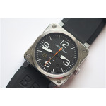 BR 03-92 SS Case Black Dial Orange Second Hand 42.5mm Rubber Strap MIYOTA 9015