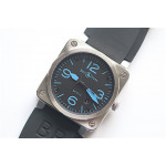 BR 03-92 SS Case Black Dial Blue Num 42.5mm Rubber Strap MIYOTA 9015