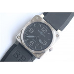 BR 03-92 SS Case Black Dial Grey Num 42.5mm Rubber Strap MIYOTA 9015