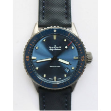 Fifty Fathoms Bathyscaphe Ceramic 1:1 Best Edition Blue Dial Blue Sail-Canvas Strap A1315 ZF