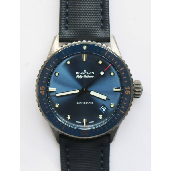 Fifty Fathoms Bathyscaphe Ceramic 1:1 Best Edition Blue Dial Blue Sail-Canvas Strap A1315 ZF