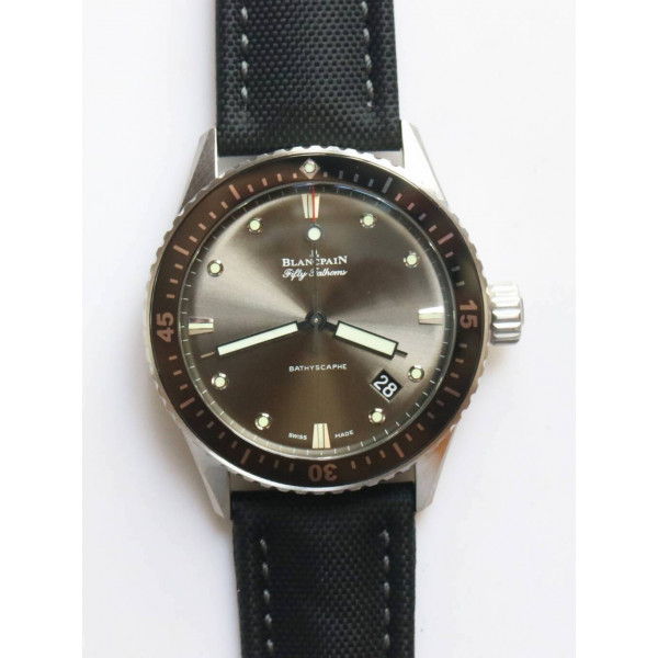 Fifty Fathoms Bathyscaphe 43mm SS 1:1 Best Edition Gray Dial Sail-canvas Strap A1315 ZF