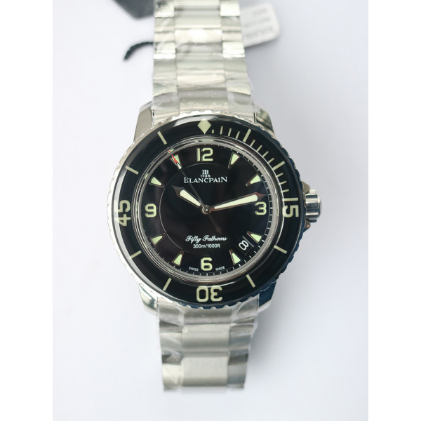 Fifty Fathoms SS Black 1:1 Best Edition Black Dial SS Bracelet A2836 ZF