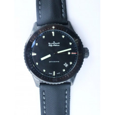 Fifty Fathoms Bathyscaphe Black Ceramic 1:1 Best Edition Black Dial on Black Sail-Canvas Strap A1315 ZF