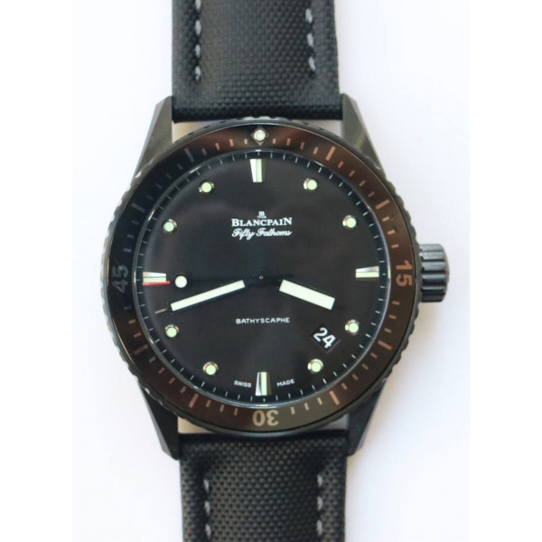 Fifty Fathoms Bathyscaphe DLC 11 Best Edition Black Dial Black Sail-Canvas Strap A1315 ZF