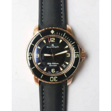Fifty Fathoms RG Black 1:1 Best Edition Black Dial on Sail-canvas Strap A2836 (Free Extra Strap) ZF