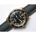 Fifty Fathoms RG Black 1:1 Best Edition Black Dial on Sail-canvas Strap A2836 (Free Extra Strap) ZF