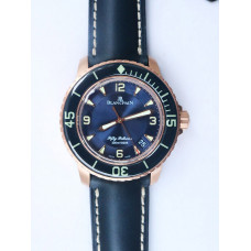 Fifty Fathoms RG Blue 1:1 Best Edition Black Dial Sail-canvas Strap A2836 (Free Extra Strap) ZF