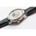 Villeret 6654 SS Complicated Function 1:1 Best Edition White&Grey Dials Leather Strap A6654 V3 OMF