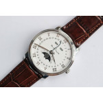 Villeret 6654 SS Complicated Function 1:1 Best Edition White&Grey Dials Leather Strap A6654 V3 OMF