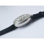 Reine de Naples 8918BB SS 1:1 Best Edition White MOP Dial Diamonds Bezel Black Fabric Strap A537 ZF