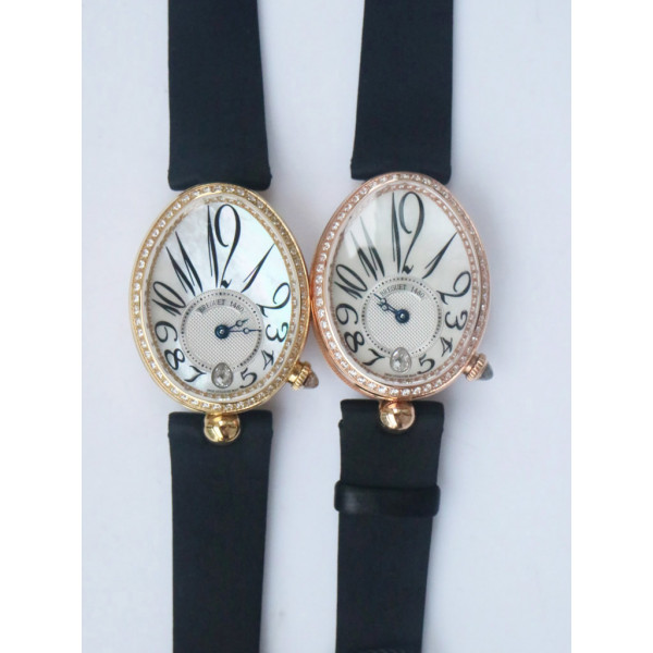 Reine de Naples 8918BB 1:1 Best Edition White MOP Dial Diamonds Bezel Black Fabric Strap A537 ZF