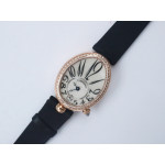 Reine de Naples 8918BB 1:1 Best Edition White MOP Dial Diamonds Bezel Black Fabric Strap A537 ZF