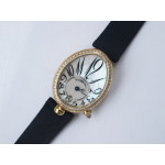 Reine de Naples 8918BB 1:1 Best Edition White MOP Dial Diamonds Bezel Black Fabric Strap A537 ZF