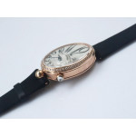 Reine de Naples 8918BB 1:1 Best Edition White MOP Dial Diamonds Bezel Black Fabric Strap A537 ZF