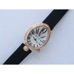 Reine de Naples 8928BB 33mm RG 1:1 Best Edition White MOP Dial Numeral Markers Diamonds Bezel on Black Fabric Strap A537 ZF