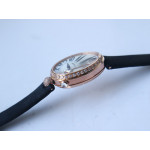 Reine de Naples 8928BB 33mm RG 1:1 Best Edition White MOP Dial Numeral Markers Diamonds Bezel on Black Fabric Strap A537 ZF