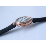 Reine de Naples 8928BB 33mm RG 1:1 Best Edition White MOP Dial Roman Markers Diamonds Bezel on Black Fabric Strap A537 ZF