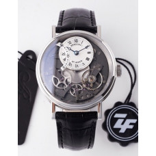 Tradition 7097BB SS 1:1 Best Edition White/Gray Dial Black Leather Strap A505 ZF