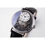 Tradition 7097BB SS 1:1 Best Edition White/Gray Dial Black Leather Strap A505 ZF