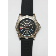 Avenger GMT SS 1:1 Best Edition Black Dial Black rubber Strap A2836 V4 GF