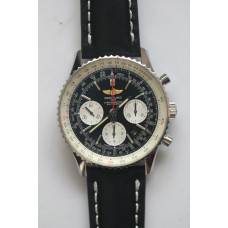 Navitimer Chronograph 43mm SS Case Black Dial Leather Asia 7750