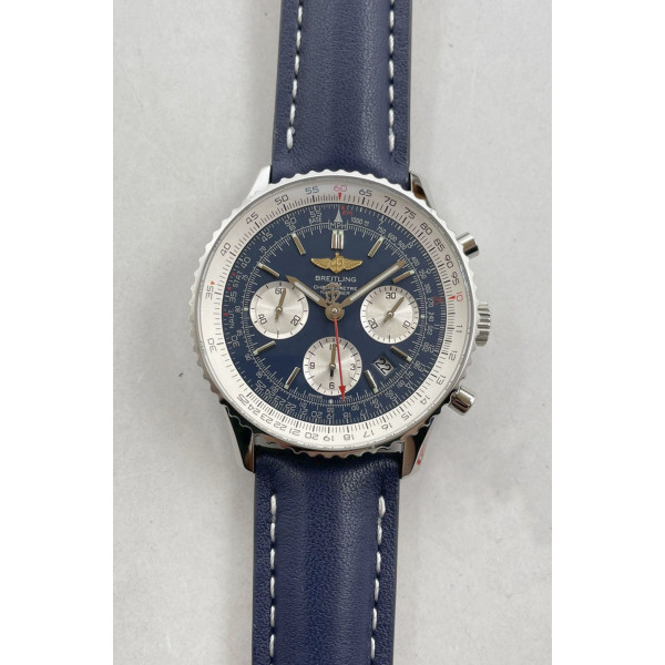 Navitimer Chronograph 43mm SS Case Blue Dial Leather Asia 7750