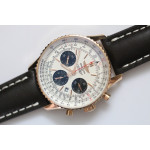 Navitimer Chronograph 43mm RG Case White Dial Leather Asia 7750