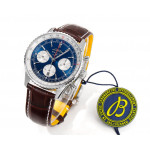 Navitimer B01 Chrono 43mm SS Blue/White Dial Leather Strap BLS A7750