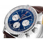 Navitimer B01 Chrono 43mm SS Blue/White Dial Leather Strap BLS A7750