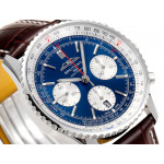 Navitimer B01 Chrono 43mm SS Blue/White Dial Leather Strap BLS A7750