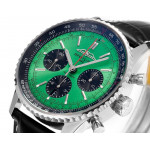 Navitimer B01 Chrono 43mm SS Green Dial Leather Strap BLS A7750