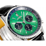 Navitimer B01 Chrono 43mm SS Green Dial Leather Strap BLS A7750