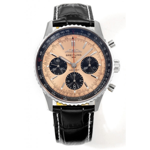 Navitimer B01 Chrono 43mm SS Brown Dial Leather Strap BLS A7750