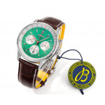 Navitimer B01 Chrono 43mm SS Light Green Dial Leather Strap BLS A7750