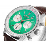 Navitimer B01 Chrono 43mm SS Light Green Dial Leather Strap BLS A7750