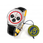 Navitimer B01 Chrono 43mm SS White/Red Dial Leather Strap BLS A7750