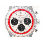 Navitimer B01 Chrono 43mm SS White/Red Dial Leather Strap BLS A7750