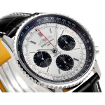 Navitimer B01 Chrono 43mm SS Silver Dial Leather Strap BLS A7750