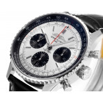 Navitimer B01 Chrono 43mm SS Silver Dial Leather Strap BLS A7750