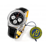 Navitimer B01 Chrono 43mm SS Black Dial Leather Strap BLS A7750