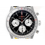 Navitimer B01 Chrono 43mm SS Black Dial Leather Strap BLS A7750