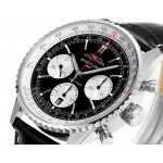 Navitimer B01 Chrono 43mm SS Black Dial Leather Strap BLS A7750