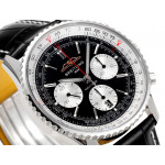 Navitimer B01 Chrono 43mm SS Black Dial Leather Strap BLS A7750