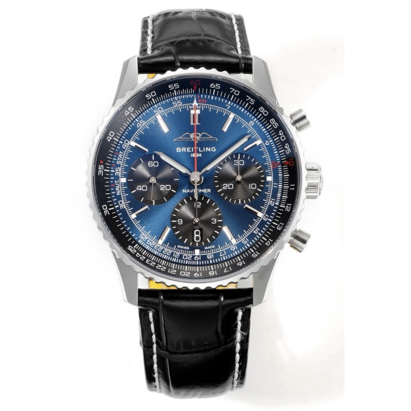 Navitimer B01 Chrono 43mm SS Blue Dial Leather Strap BLS A7750