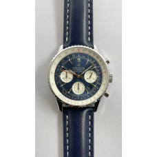 Navitimer Chronograph SS Blue Dial Leather Strap BLS V2 A7750 Mod