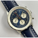 Navitimer Chronograph SS Blue Dial Leather Strap BLS V2 A7750 Mod