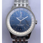 Navitimer 1 SS 38mm 1:1 Best Edition White Bezel Blue Dial SS Bracelet TF  A2824